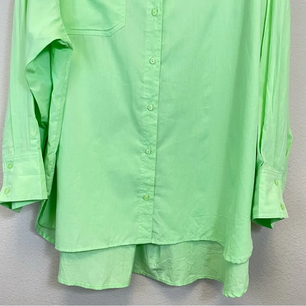 Signature8 Lime‎ Oversized Poplin Button Down Shirt 
 Size Large - Image 6