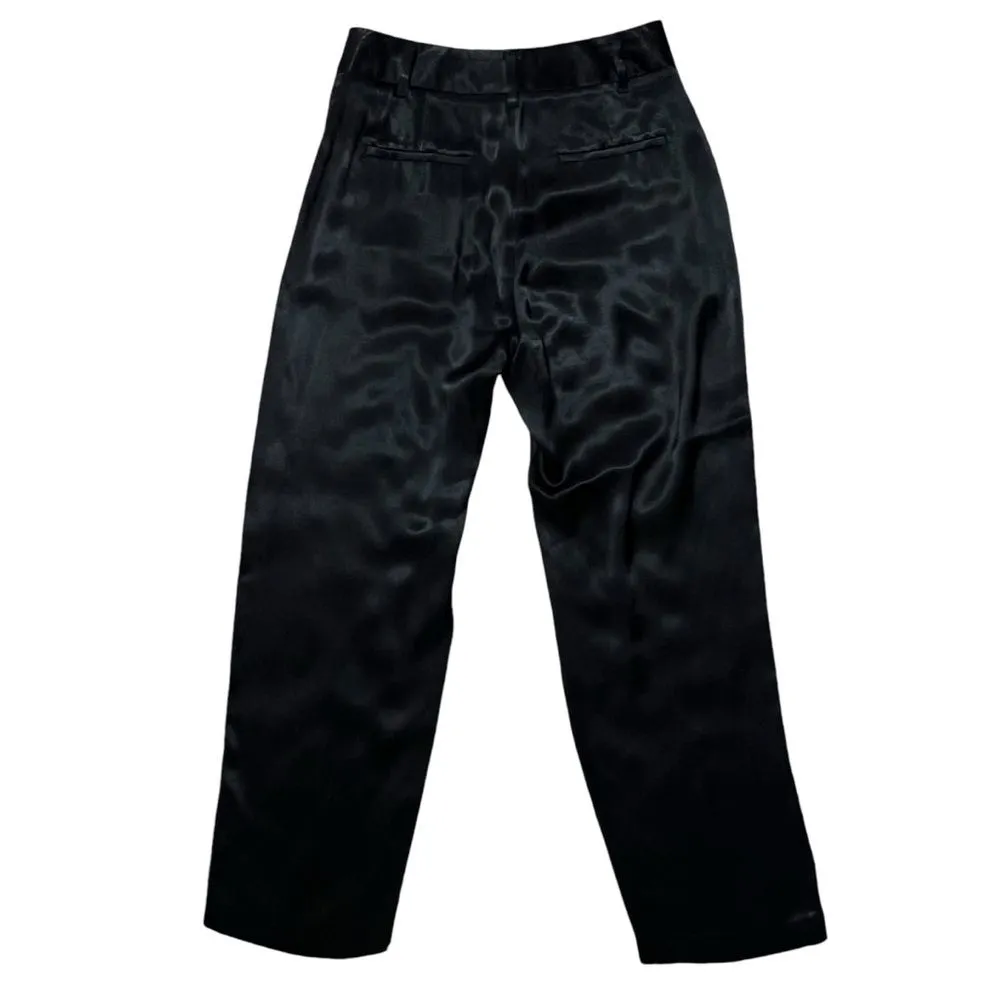 Aritzia Wilfred Black Cropped Satin Trouser Pants Size 6 Minimalist Evening - Image 5