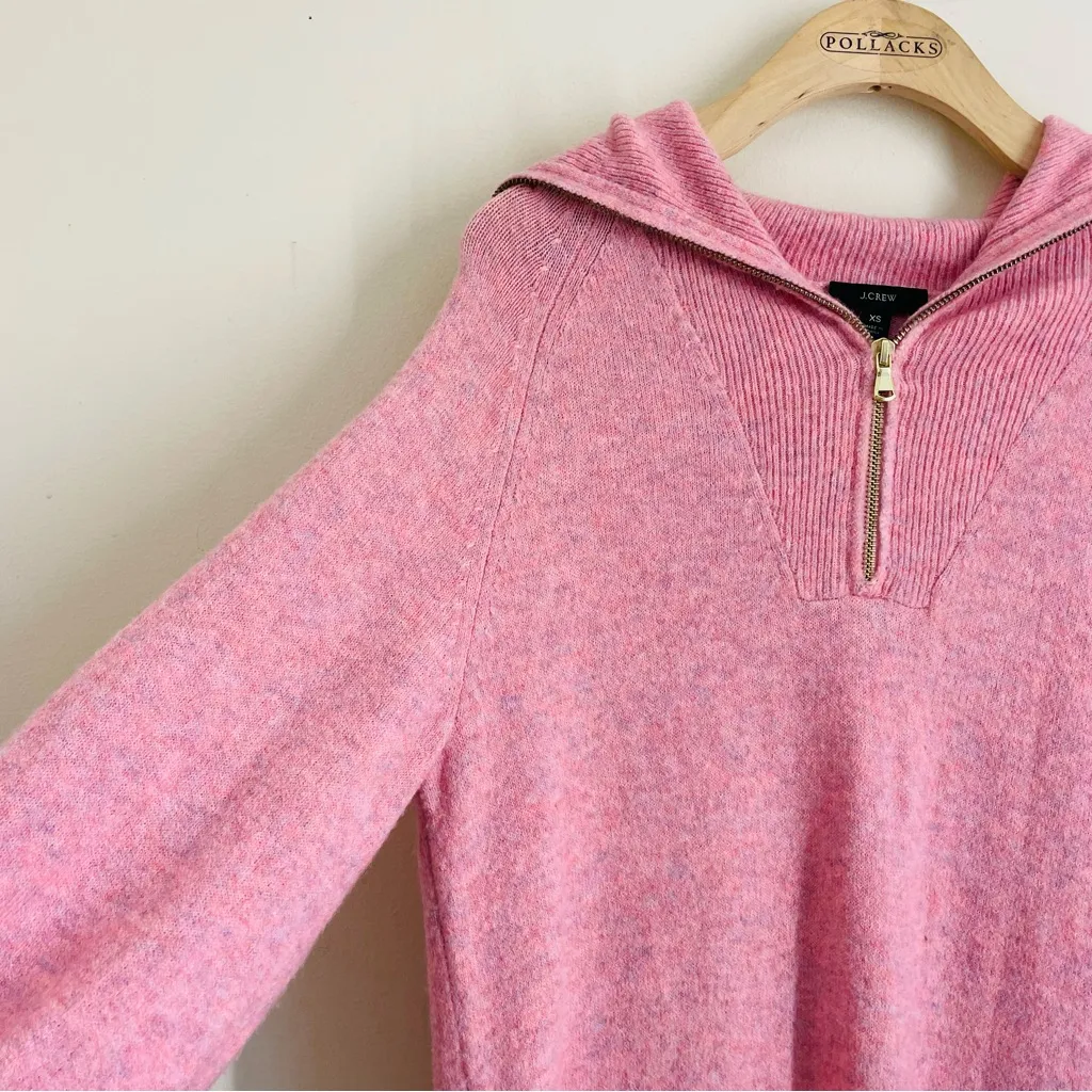J.Crew Half-Zip Sweater Dress Supersoft Yarn Rose Heather Pink XS Alpaca Wool - Image 6