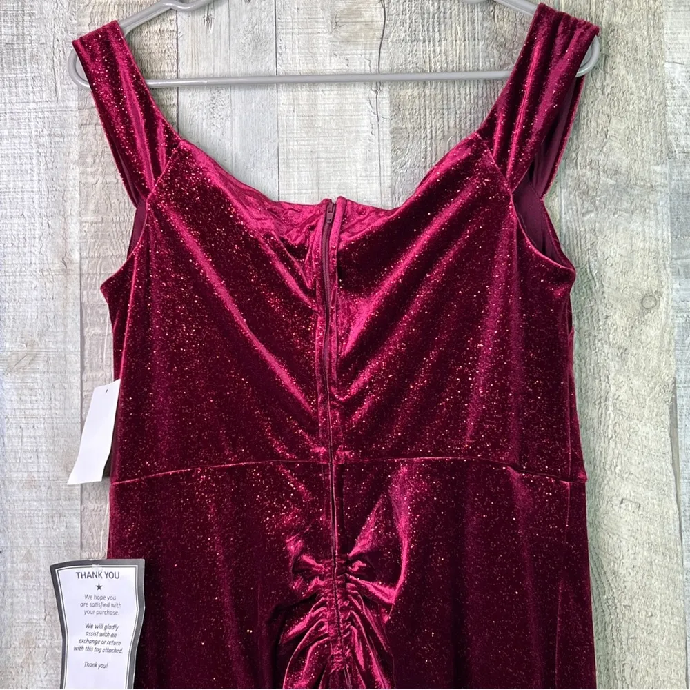 Crystal Dolls Juniors 13 Red Glitter Sleeveless Off Shoulder Mini Body Dress - Image 12