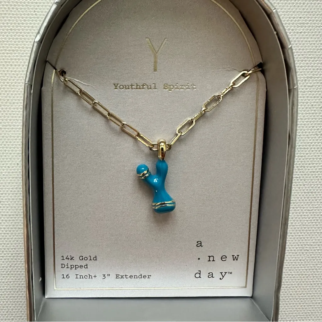 a New Day 14K Gold Dipped Enamel Initial Y Pendant Necklace - Image 2