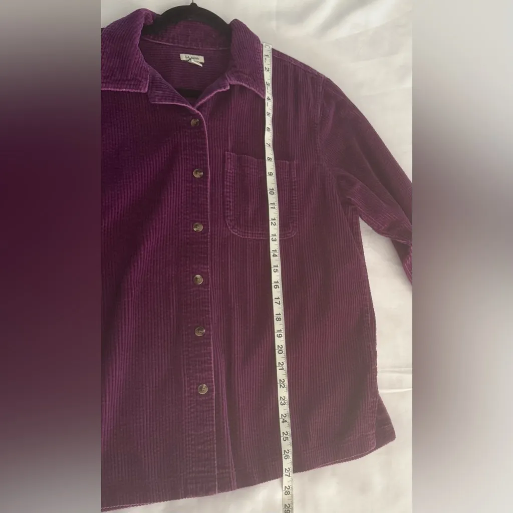LL Bean Wide Wale Corduroy Flannel Shirt Women’s M Button Up Shacket Soft Warm Purple Size M - Image 4