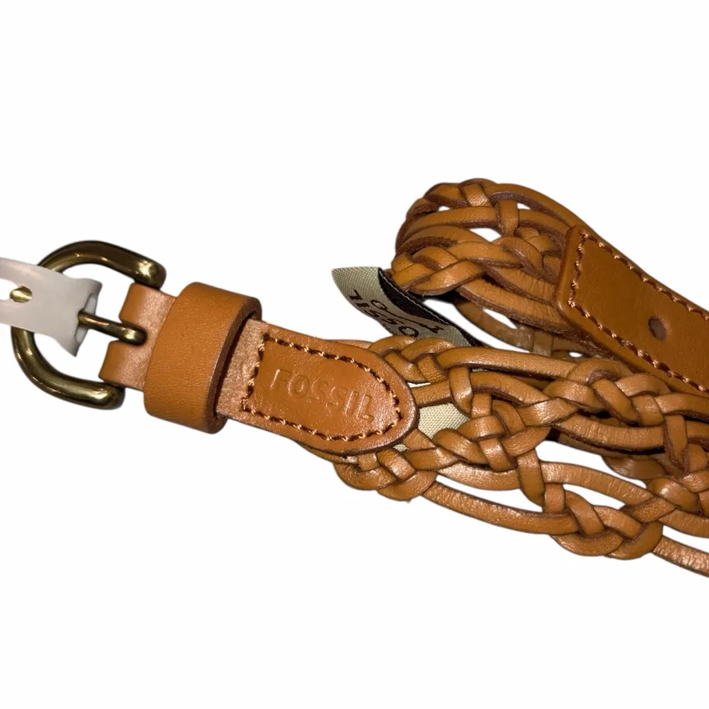NEW Fossil Camel Brown Woven Multi Weave Leather Belt size Small - Image 2