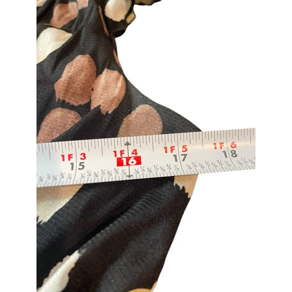 Y2K Soft Lined Mesh Paint Look Design Empire Tie Waist Lettuce Hem Dress 16 Black - Image 11