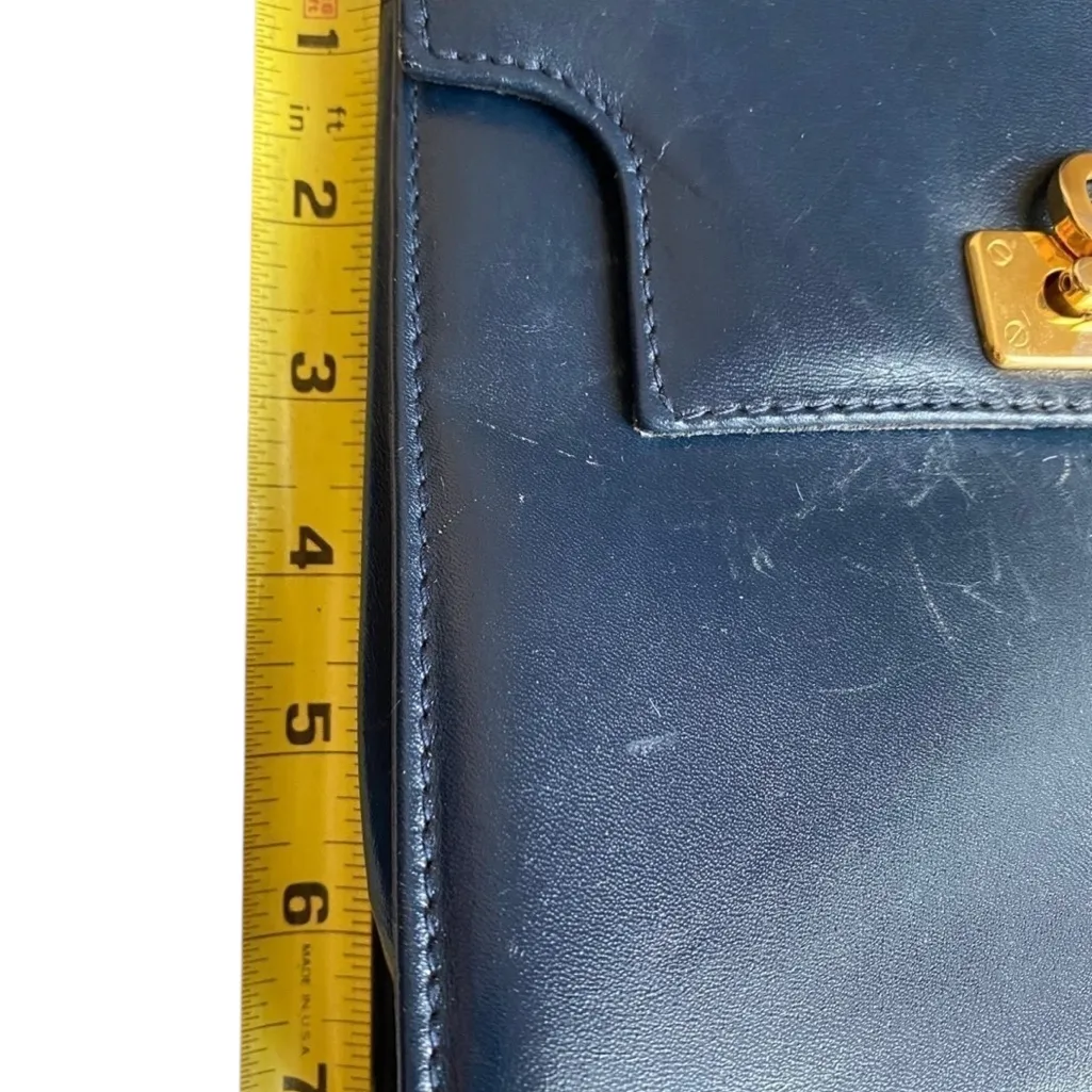 Vintage Nine West Genuine Leather Dark Blue Crossbody Bag – Made in Italy - Image 14