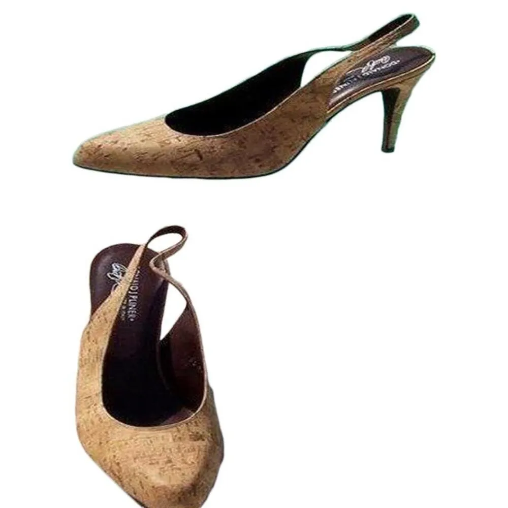 Donald Pliner Couture Natural Cork Leather Pump Shoe New Slingback NWT $265 Size 10 - Image 3