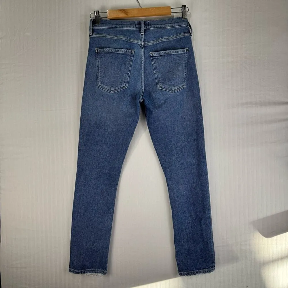 Agolde Toni Mid-Rise Straight Leg Medium Wash Denim Jeans Women’s 26 Distressed - Image 7