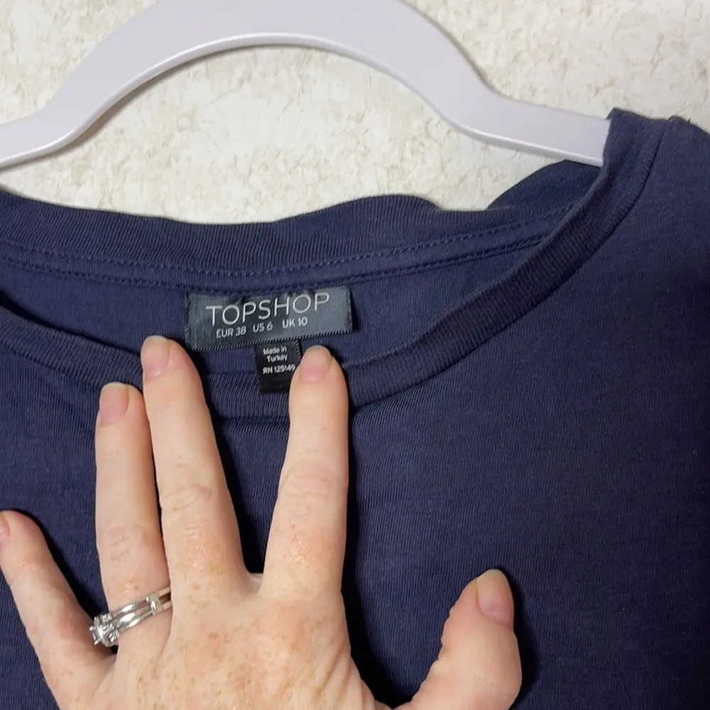 Top shop navy tie sleeve tunic top mini dress - Image 4