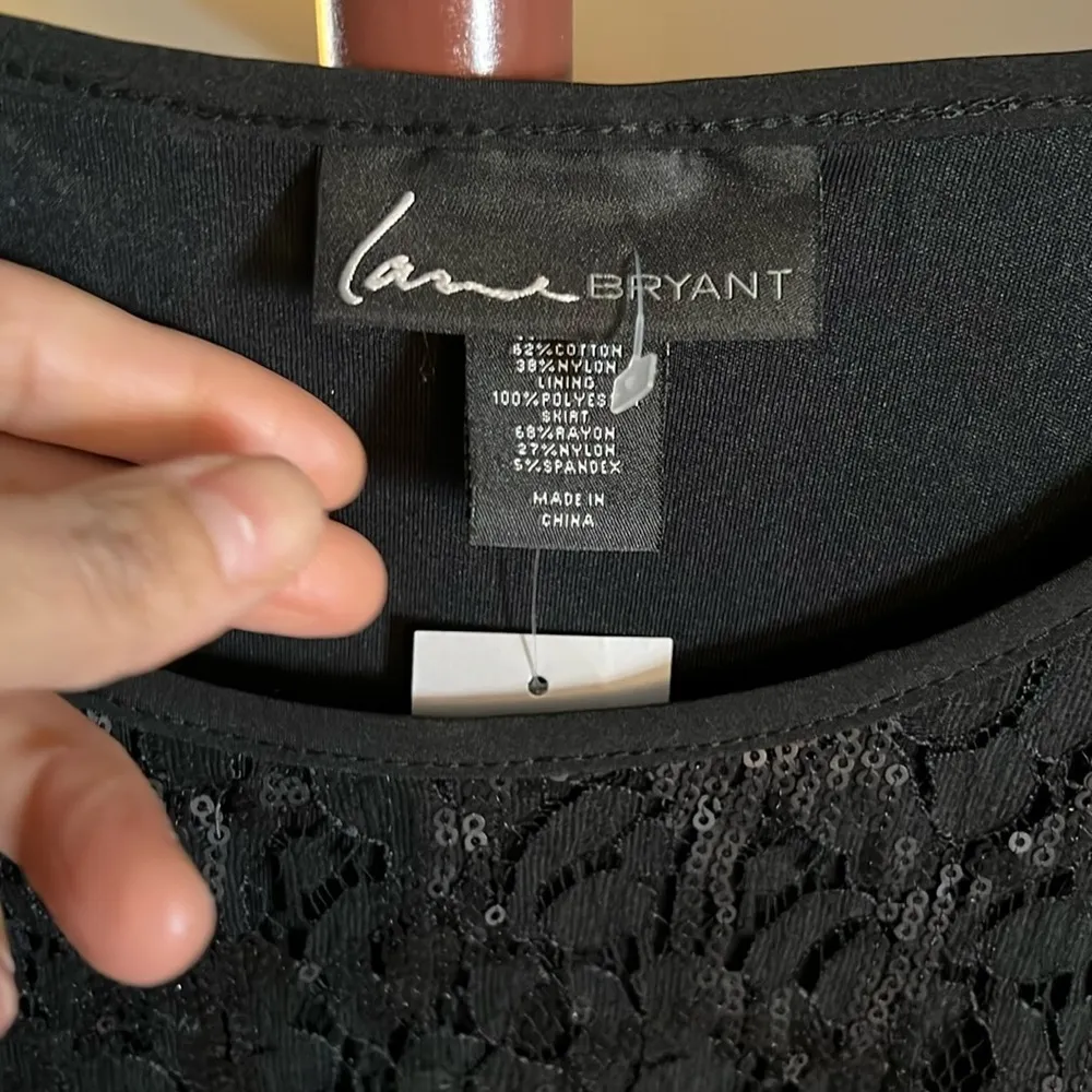New Lane Bryant Lace Sequins Blouse Mini Dress in Black 20 - Image 3