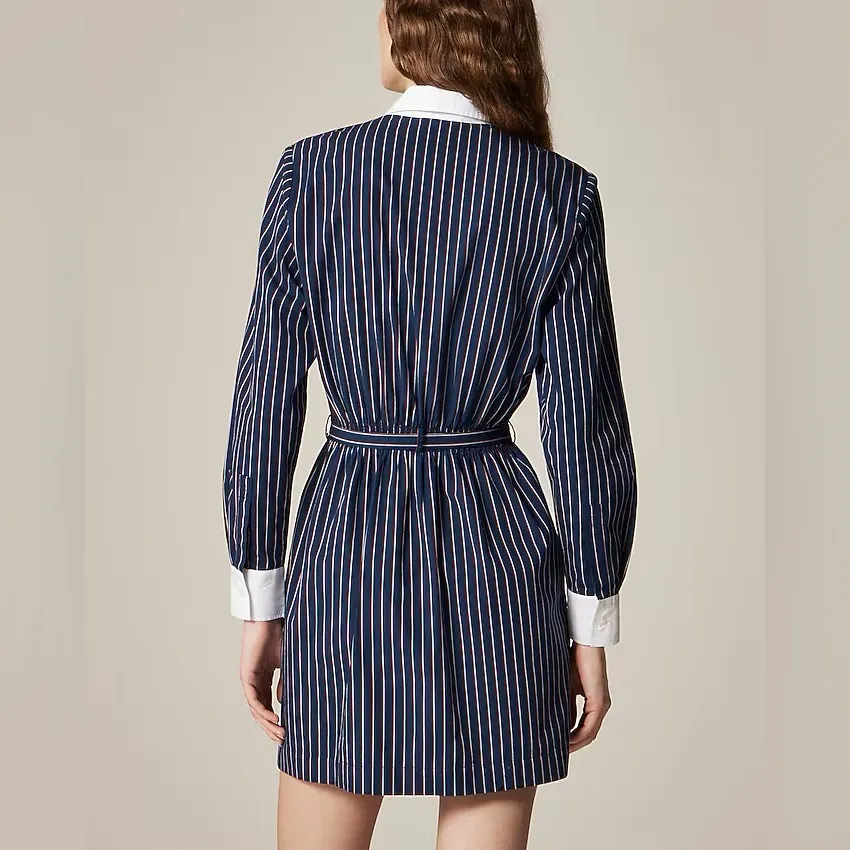 J.Crew Belted mini shirt-dress in striped cotton poplin - Image 2
