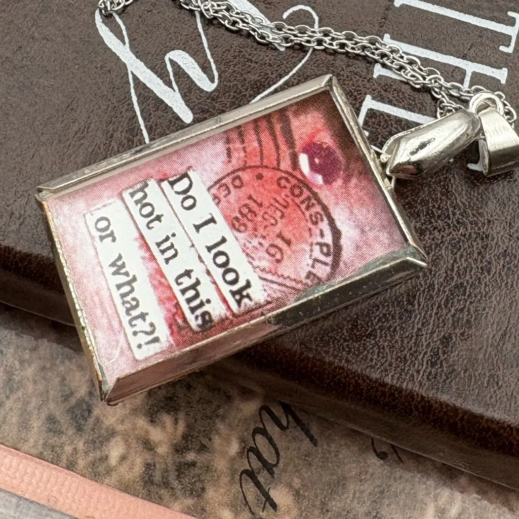 Reversible Necklace – Vintage Style Art Pendant, Stainless Steel 18” Handmade Silver - Image 5