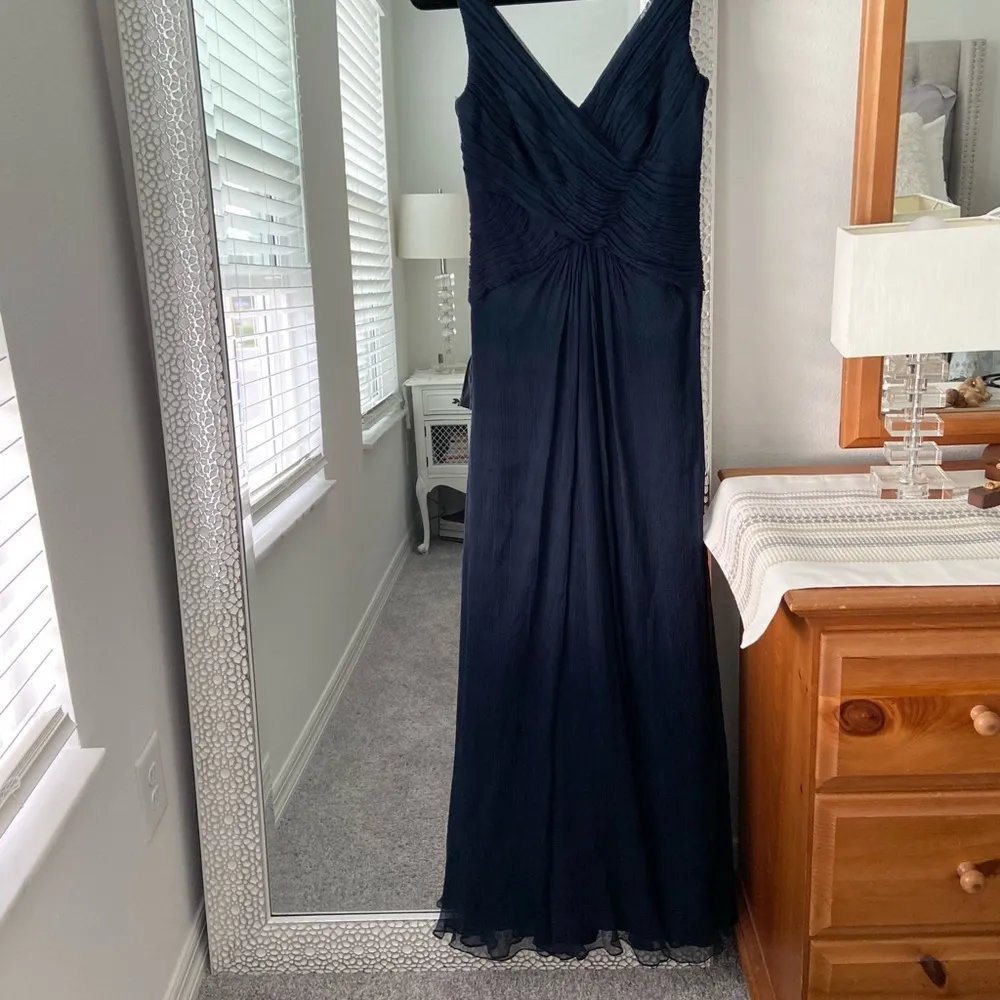 Tadashi Collection Navy Silk Chiffon Dress Size 4‎ - Image 2