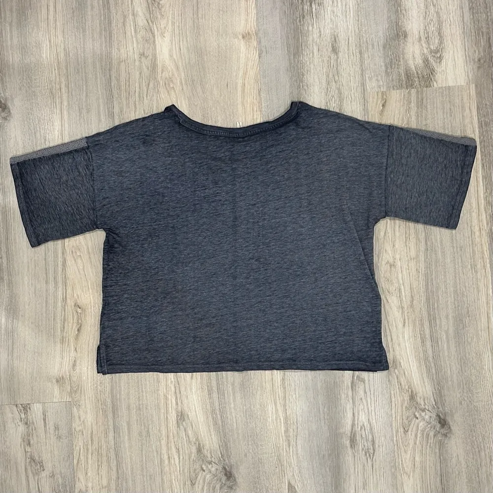 Cato Live Well Lounge Terry Short Sleeve Cropped Leisure Top Navy Shirt Size XL - Image 7