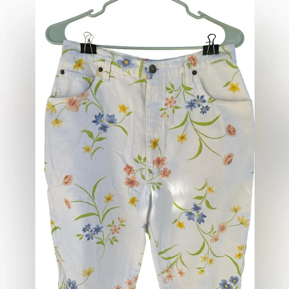 Vintage Geoffrey Beene Sport Floral High Waist Mom Jeans Cottagecore Boho 90s - Image 2
