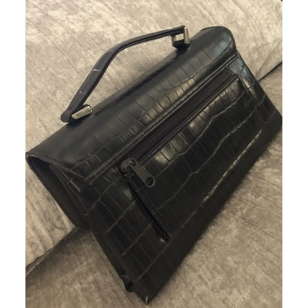 Black vinyl embossed handbag satchel Y2k 90’s - Image 11