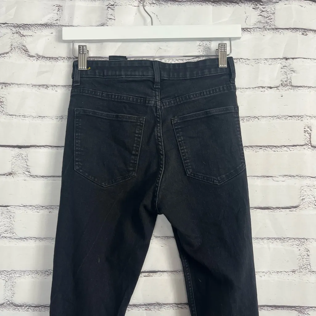 H&M Divided High Rise Distressed Skinny Jeans Black Wash Stretch Denim Women’s 2 - Image 9