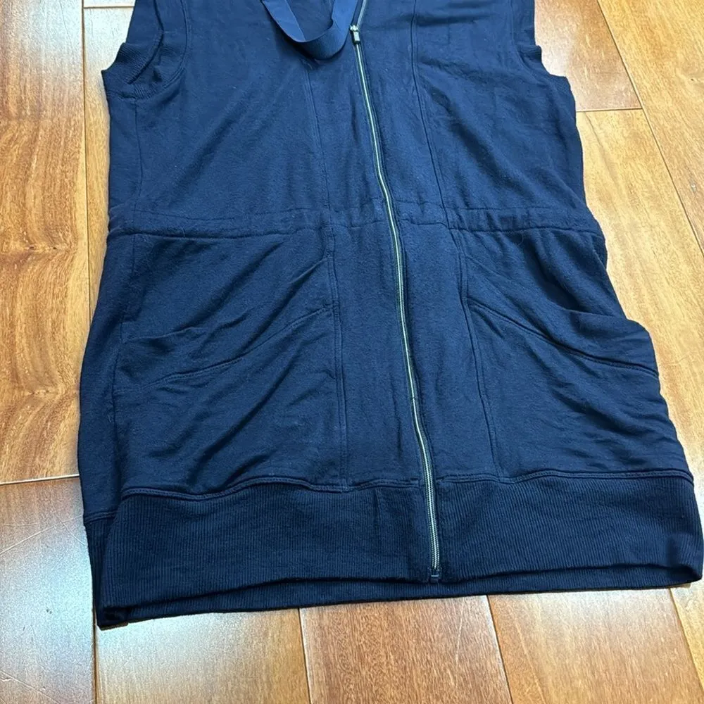 Athleta Lotus Vest Hoodie Navy Blue Long Full Zip Sleeveless size XXS - Image 5