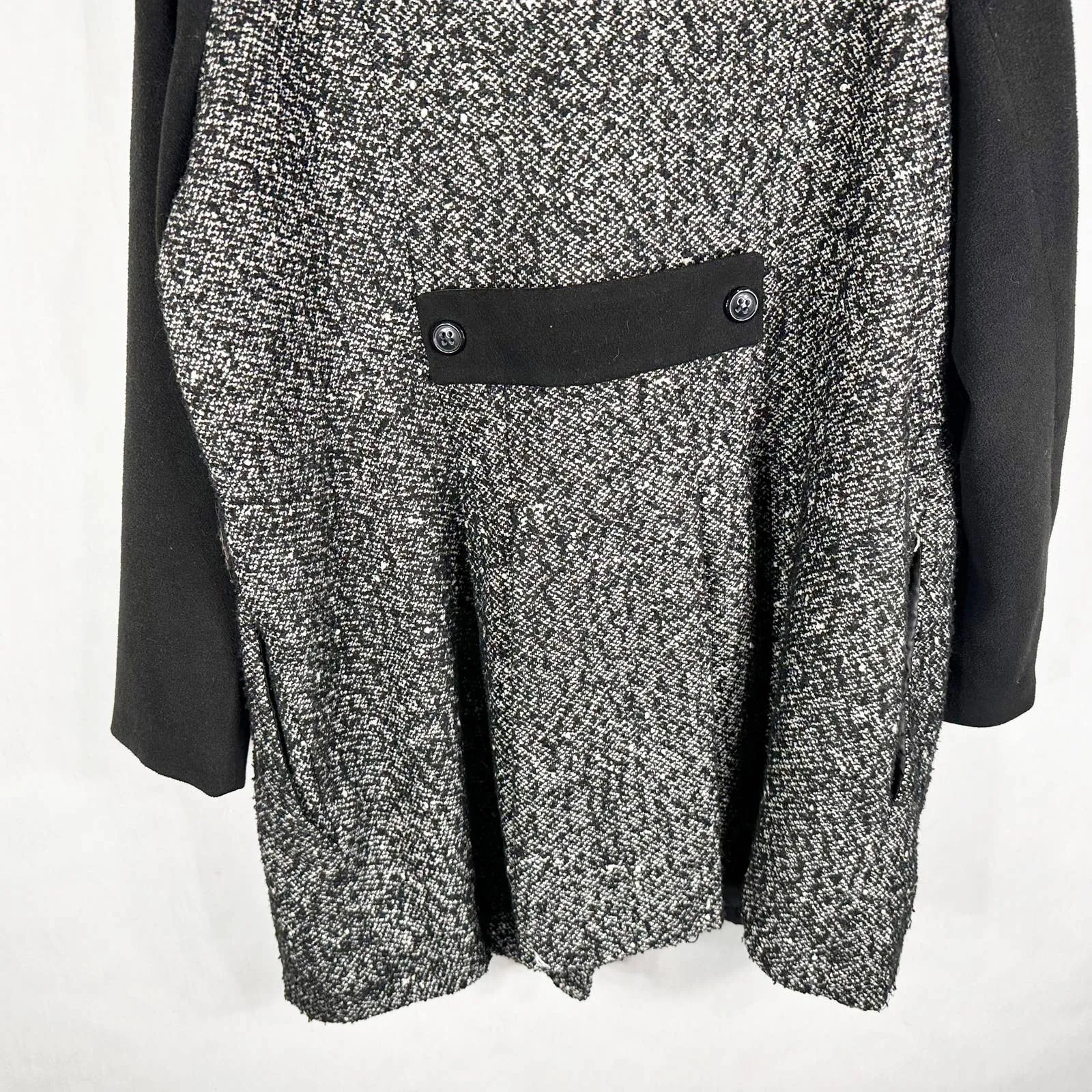VTG IB Diffusion Coat Womens Size Large Gray White Black Midi Lined Pea‎ B - Image 6