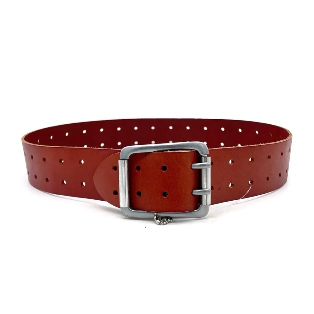 NWT Linea Pelle Brown Genuine Leather Belt Size Small Double Prong Buckle NEW - Image 4