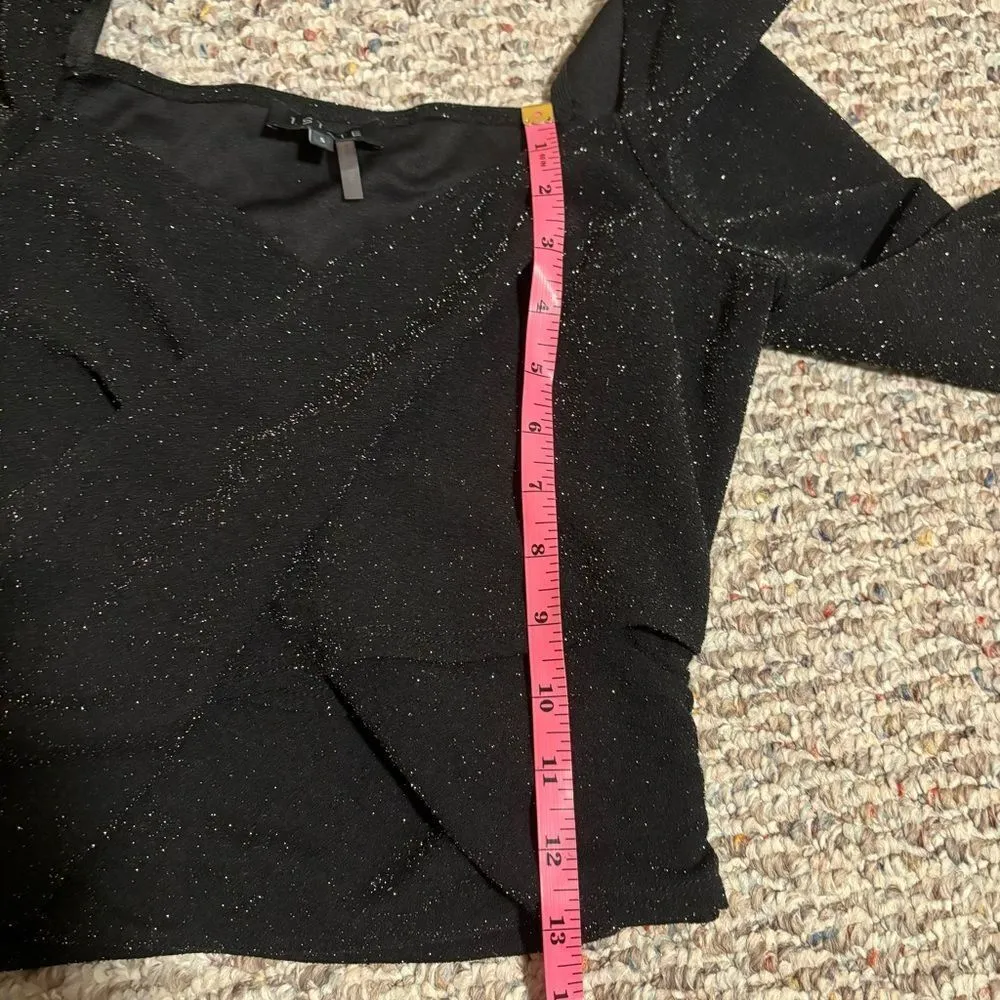 1.State Cropped Textured Wrap Top Black Glitter Shimmer- Size Small - Image 6