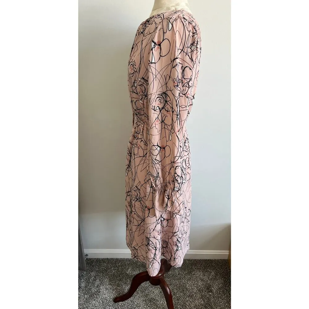 Nordstrom Rack Women's Floral Long Sleeve Pink Midi Dress XS - Image 3