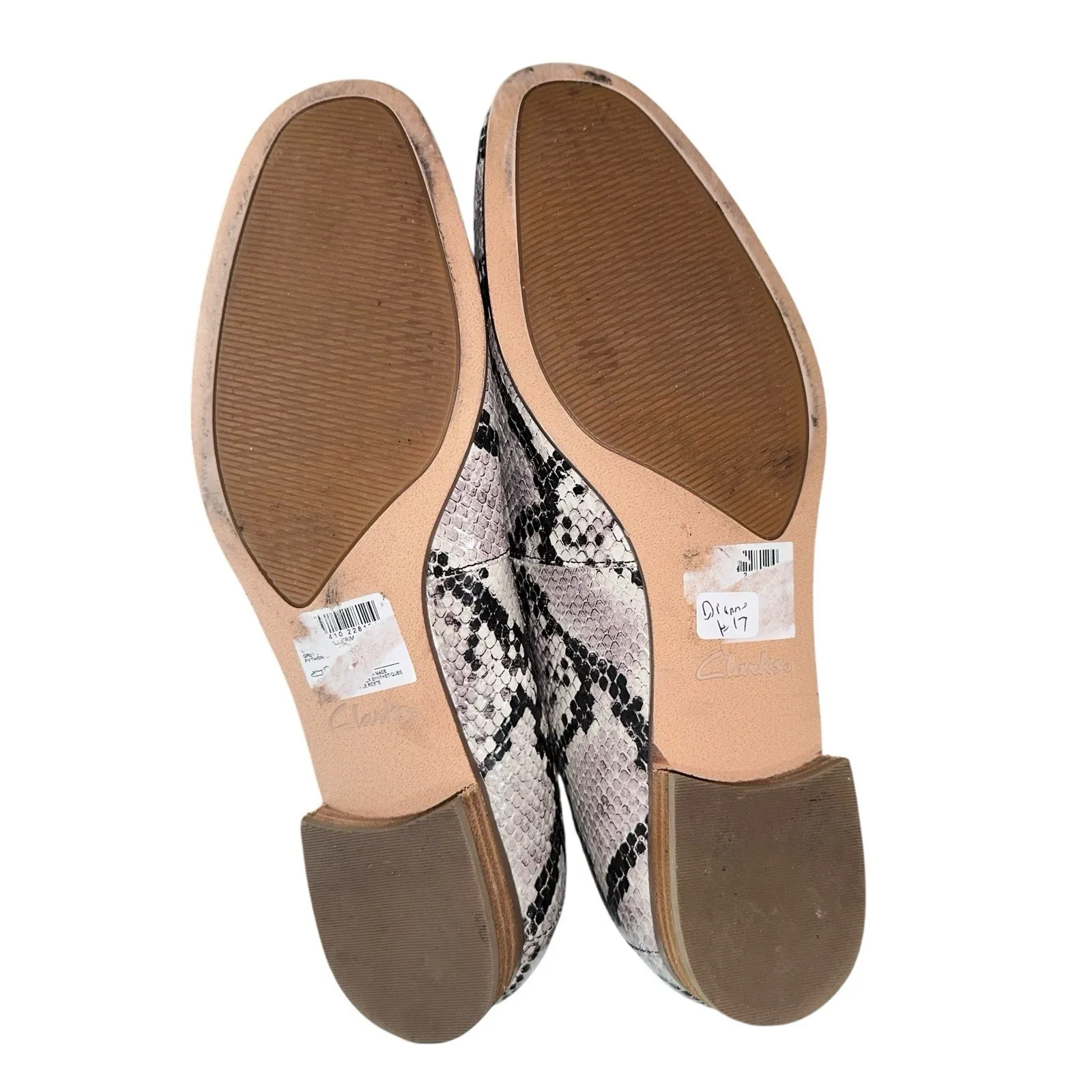 Clarks‎ Womens Pure Viola Loafers Shoes Gray Snake Print Leather Size 8.5M - Image 6