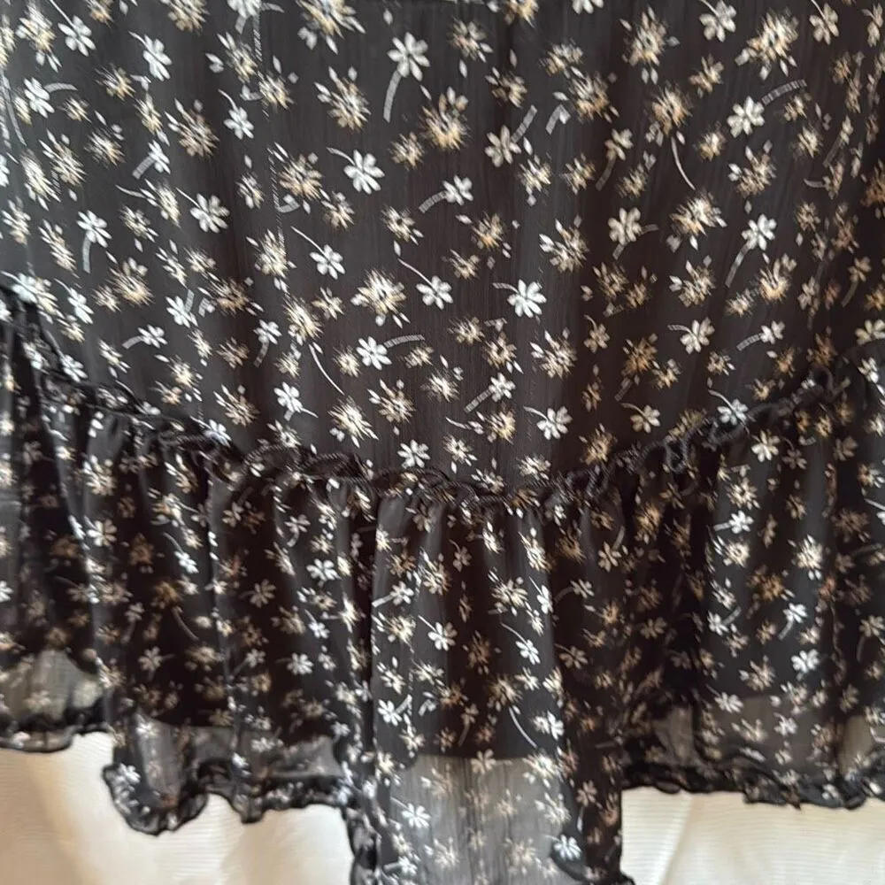 Miya Black Floral Print Ruffled Mini Skirt - Image 2