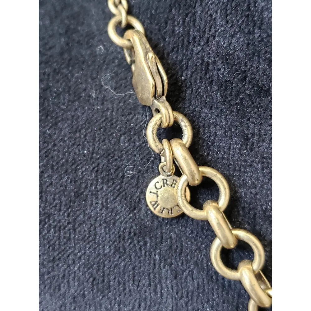 Women J Crew Black Faceted Glass Necklace Gold Tone Foldover Clasp - Image 5