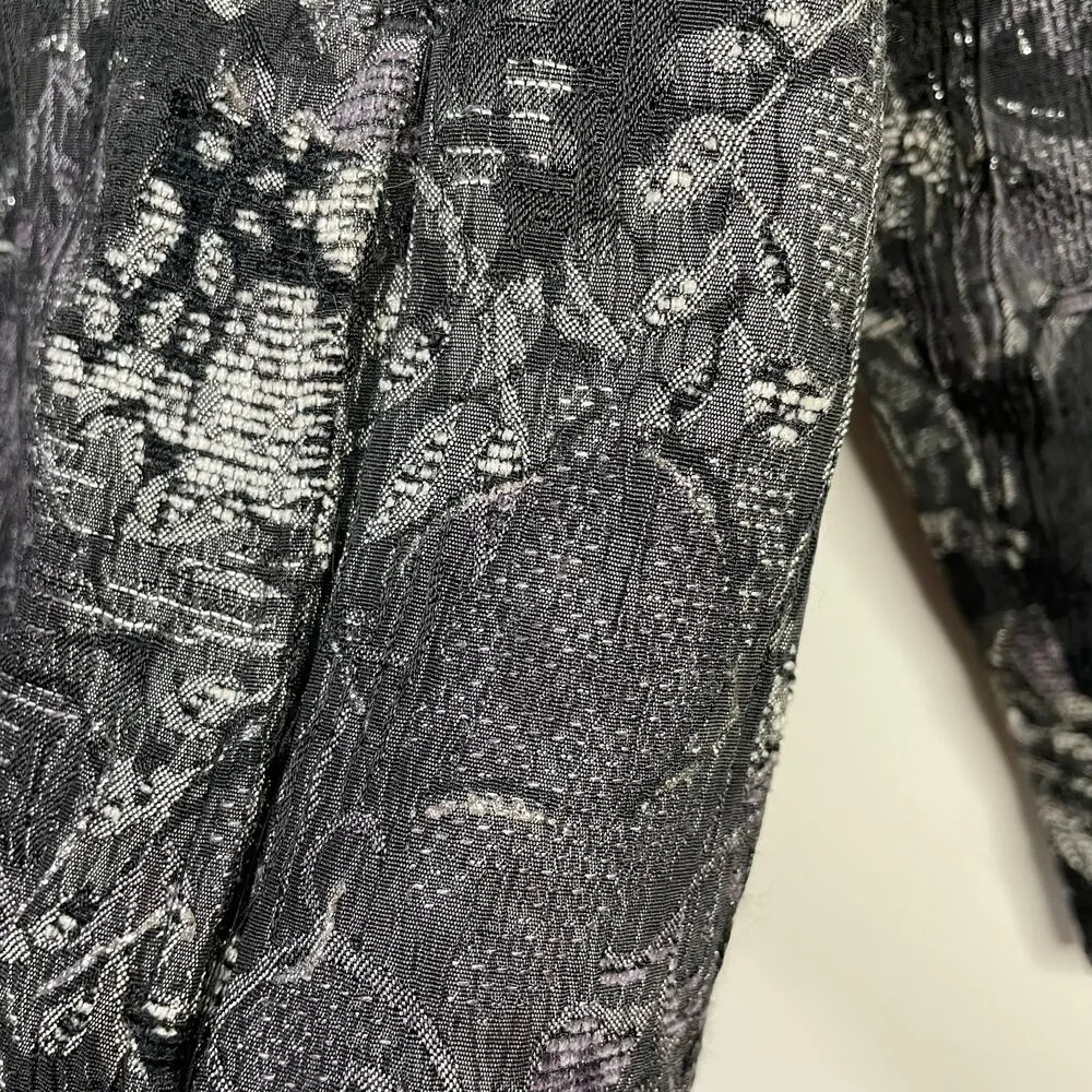 Chicos Black Purple Gray Silver Floral Chenille Sparkle Jacket Womens 3 XL 16 18 - Image 4