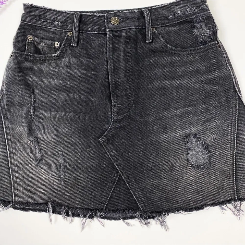 GRLFRND Eva Black Denim Mini Skirt In Hotel California - Image 4