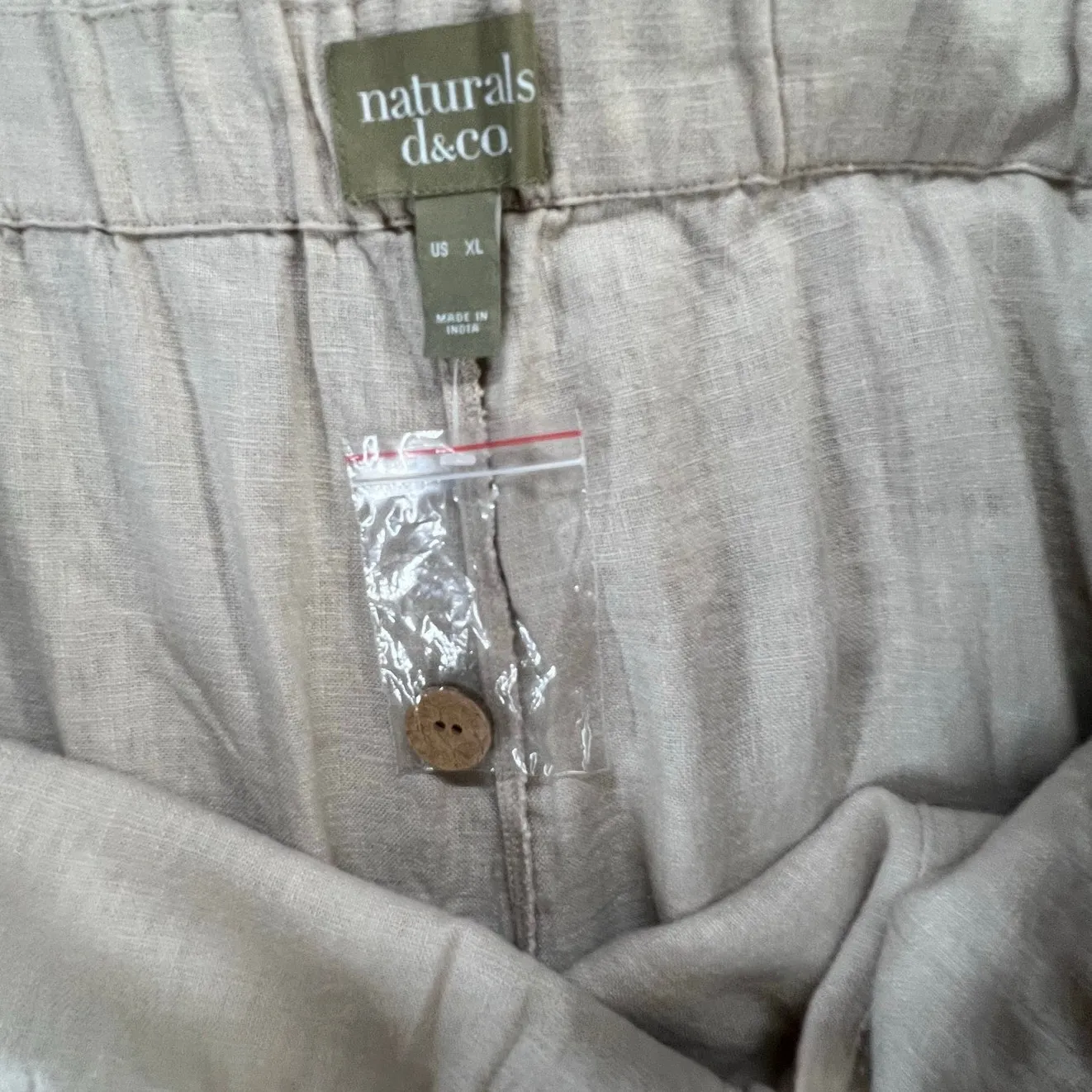 D&Co Naturals Pants Womens XL Tan Cream Linen Blend Coastal Chic Bohemian Beachy - Image 11