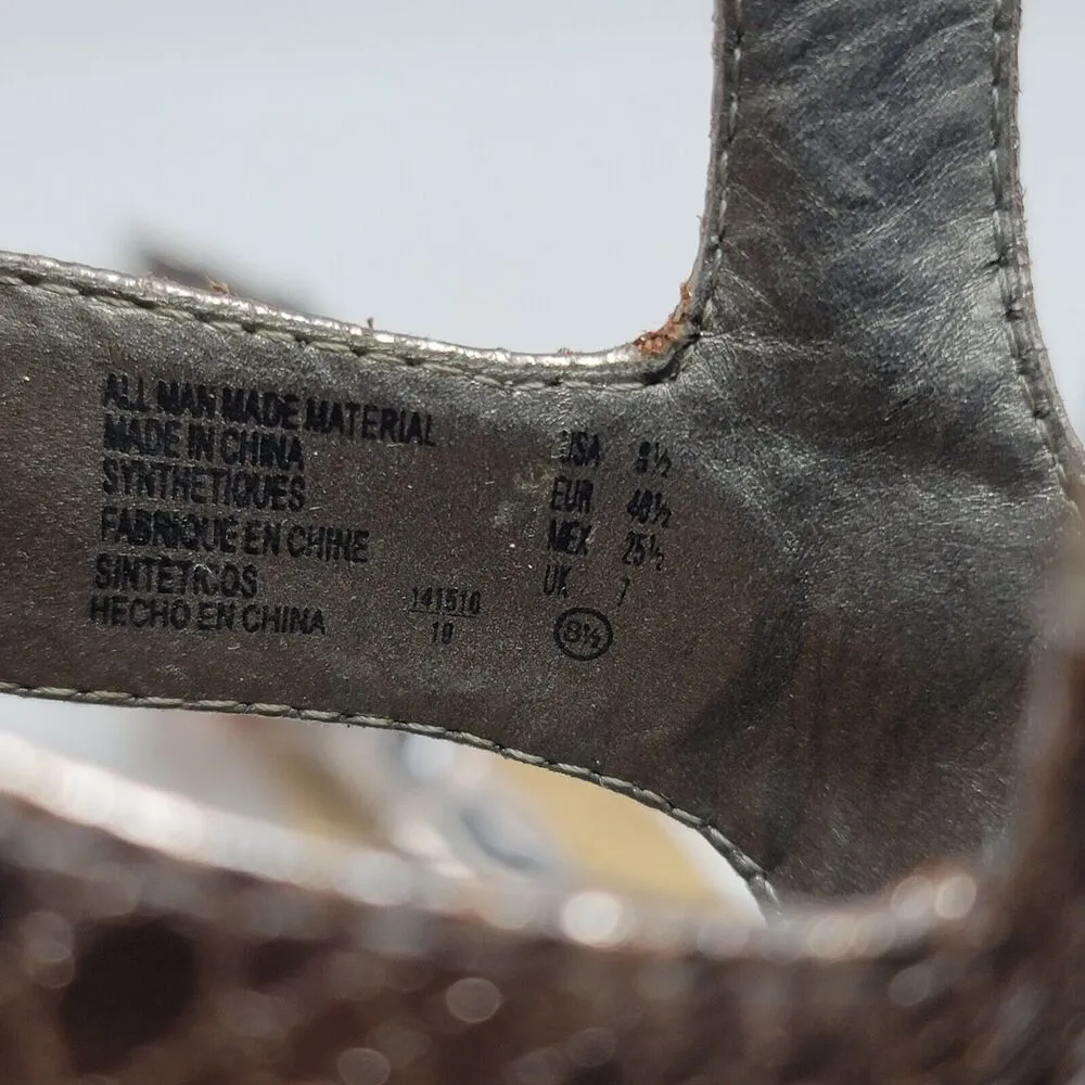 Dex Flex T Strap Metallic Thong Wedge Sandal Gem Stone Jeweled Size 8.5 - Image 10