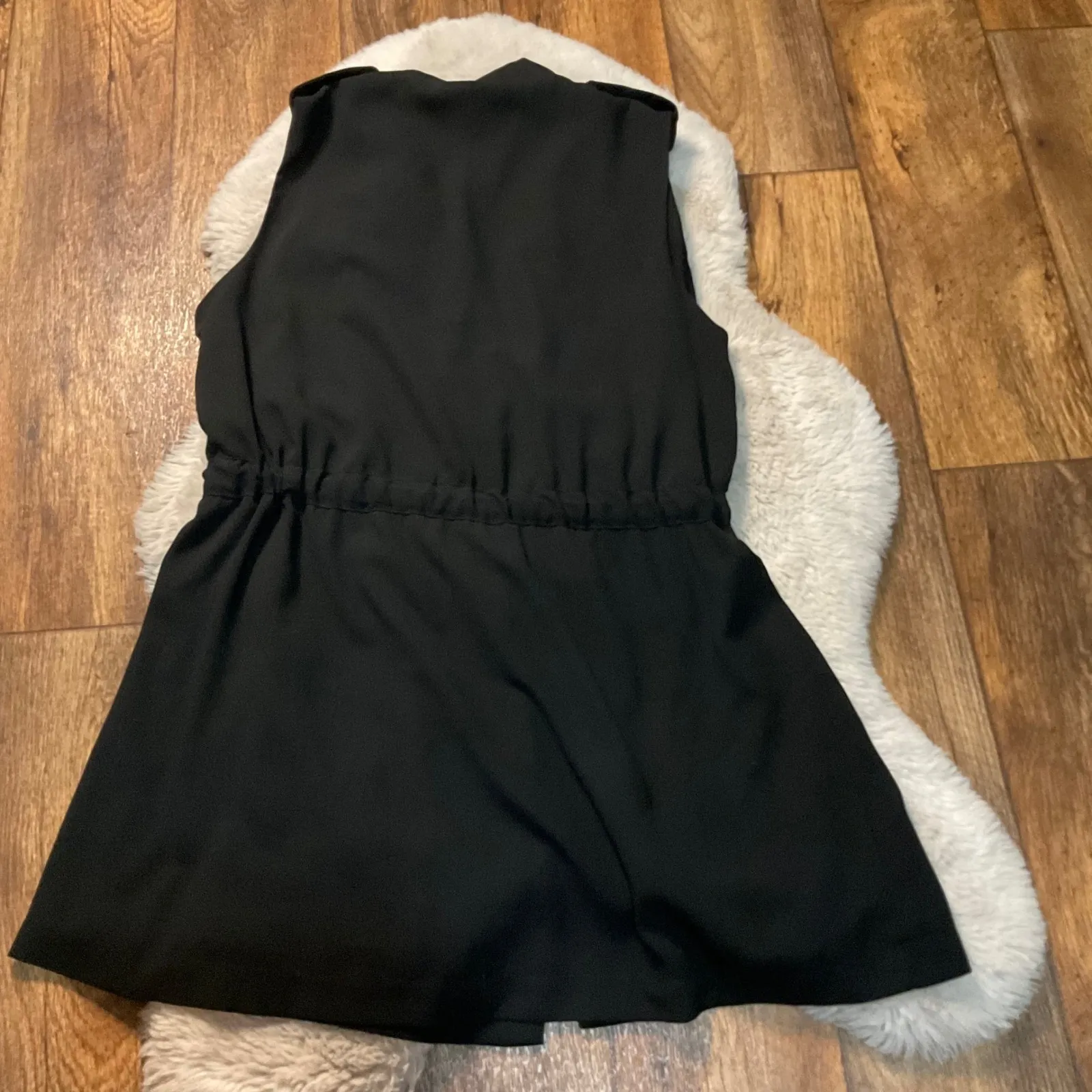 Anthropologie Cartonnier Vest Blazer Size Medium Tie Waist with‎ Pockets Black - Image 7