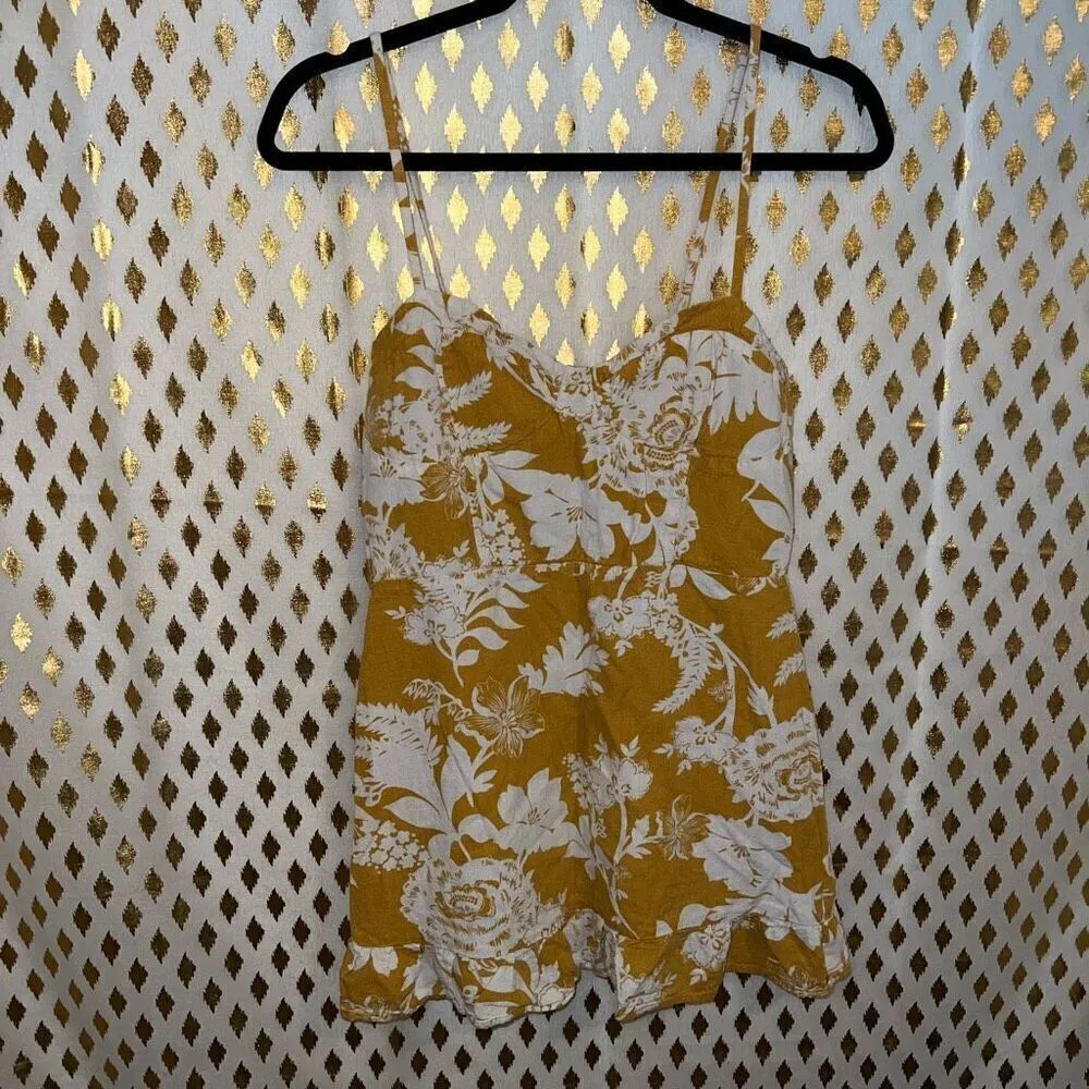 Wild Fable Mustard Yellow Floral Sleeveless Spaghetti Strap Dress size M - Image 3