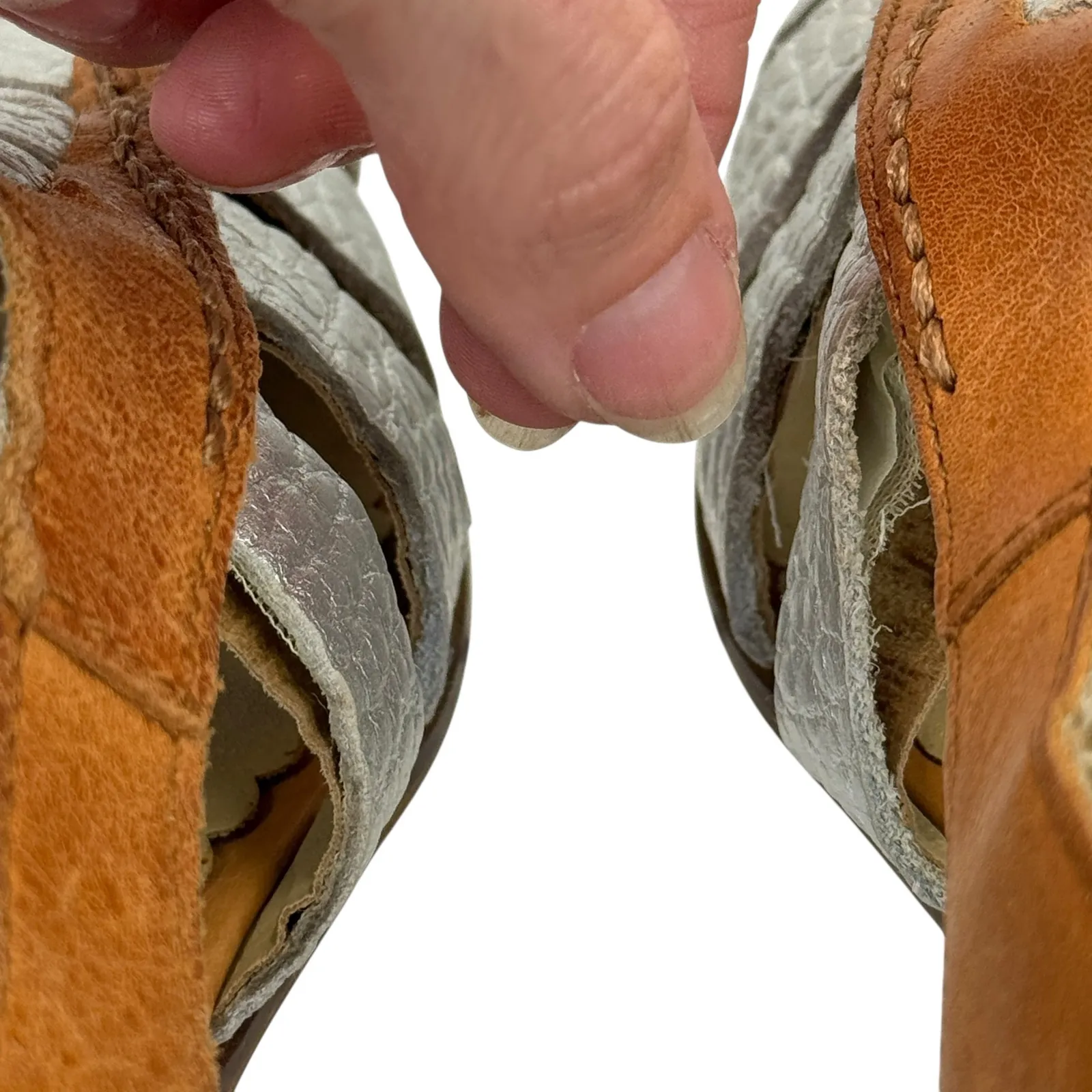 Latigo Silver Leather Fisherman Sandals Sz 6.5‎ Buckle Strappy Boho Flat Coastal - Image 3