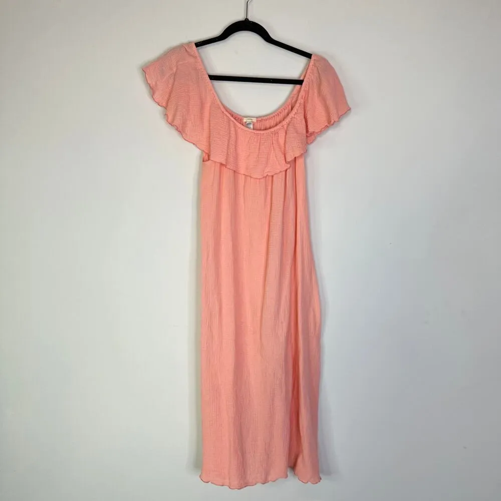 Eberjey Nomad Florence Off Shoulder Midi Dress in Candlelight Peach Size small - Image 3