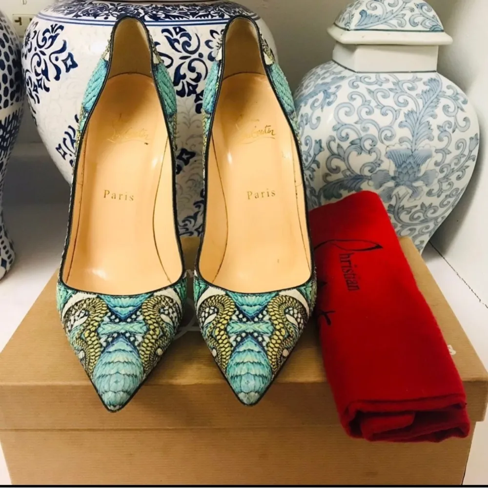 Christian Louboutin Python Heels Womens 8.5 Designer Luxury High Stiletto Pumps - Image 3