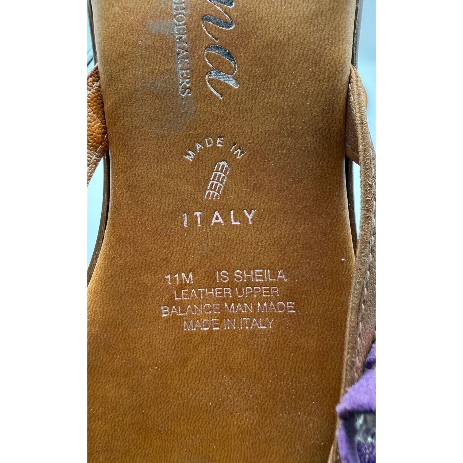 Italian Shoemaker Women 11M Brown Flower Embellish Sandals Slip On Flats Casual - Image 6