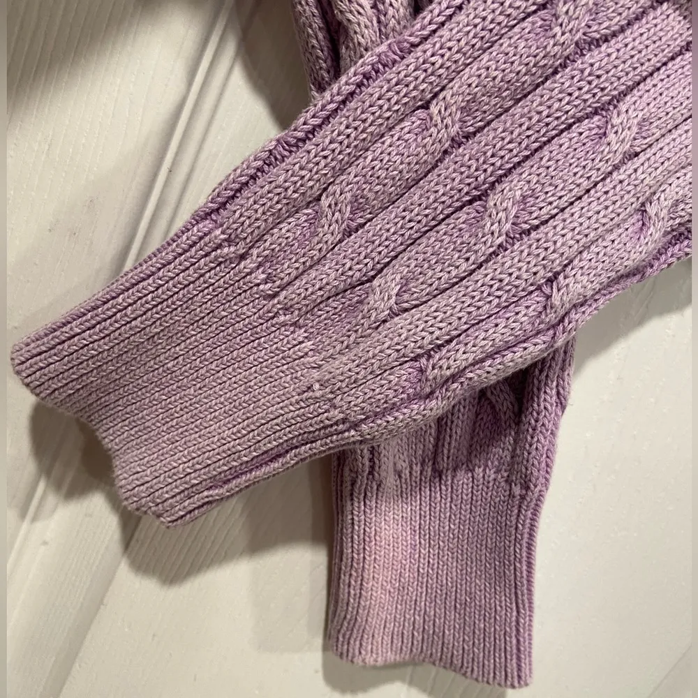 NWT No Comment Size L Purple Lilac Cotton Cable Knit Mock Neck Cropped Sweater - Image 7