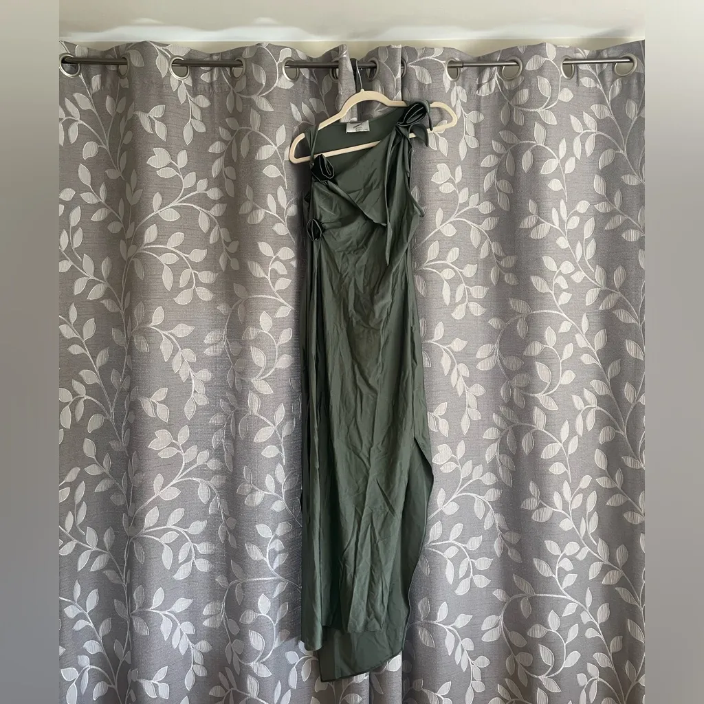 Coperni Asymmetric Flower Gown Green Size L - Image 9