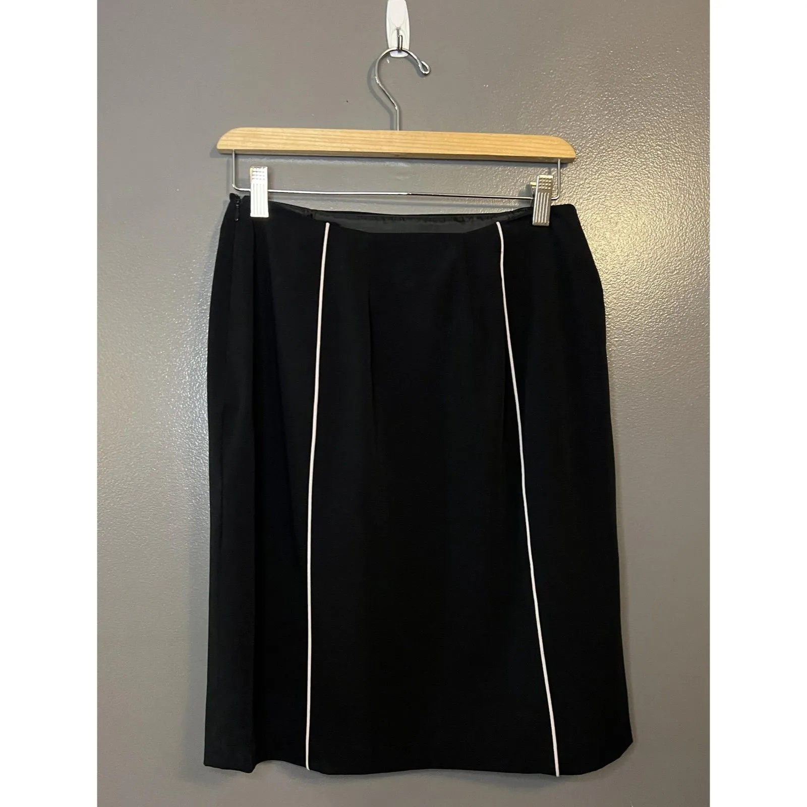 Apostrophe Skirt Womens 10P Black White Trim Petite Pencil Office Work Wear - Image 3