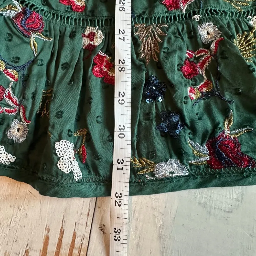 Tularosa Revolve Lindsay Mini Embroidered Floral Dress Emerald Size XS - Image 6