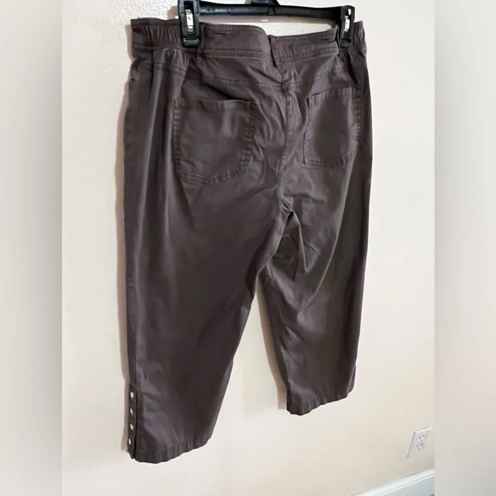 JM Collection Capri Crop Casual Pants Full Elastic Waist Size 8 Brown Check - Image 12