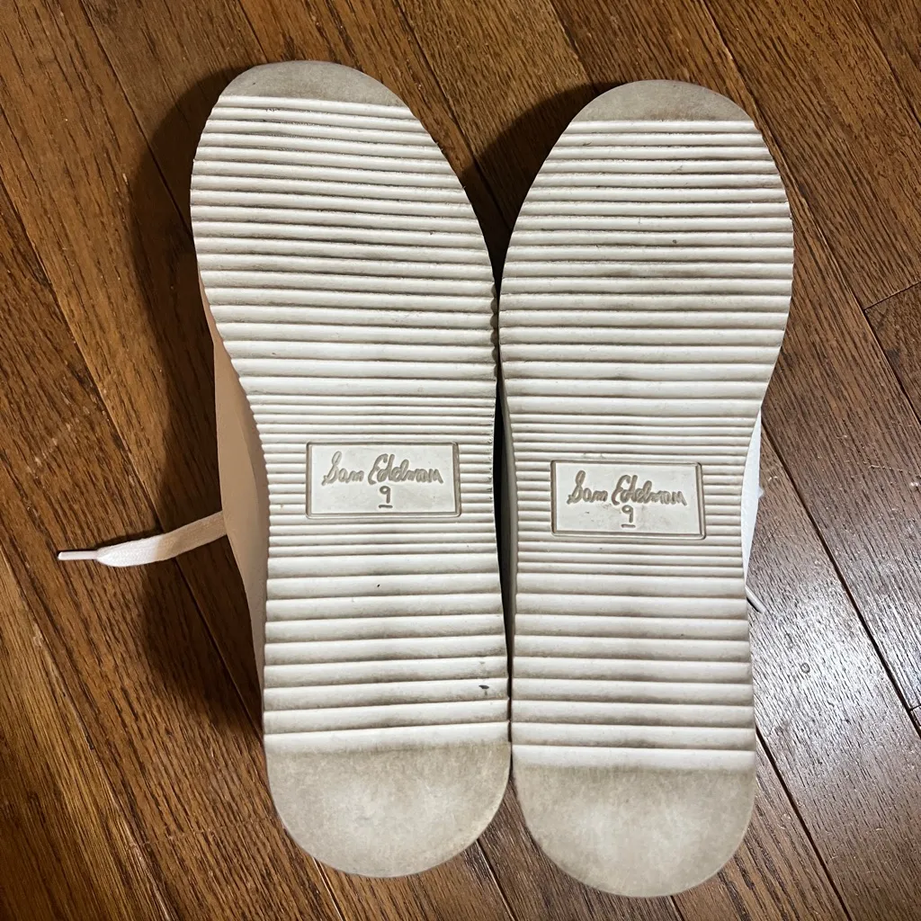 Sam Edelman White Leather Lace Up Sneakers Size 9 - Image 3