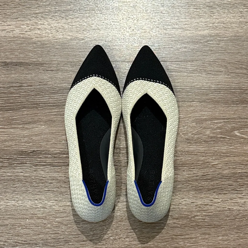 Rothy's The Point I| flats in Cream Herringbone - Image 2