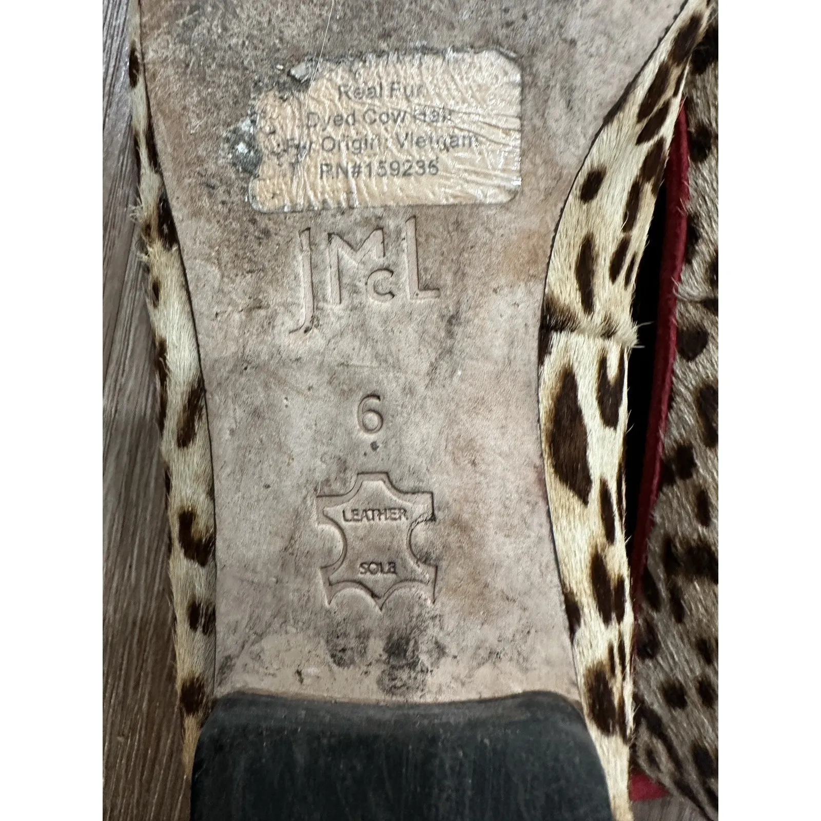 J.‎ McLaughlin Size 6 Leopard Print Ballet Flats Red Trim Anastasia Haircalf - Image 7