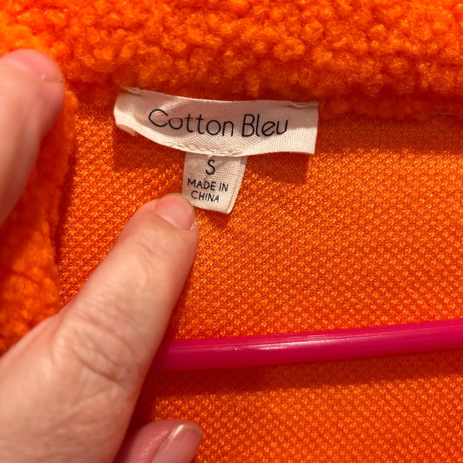 Cotton Bleu Women Colorblock Sherpa‎ Fleece Pullover Sweater Size S Orange Pink - Image 6