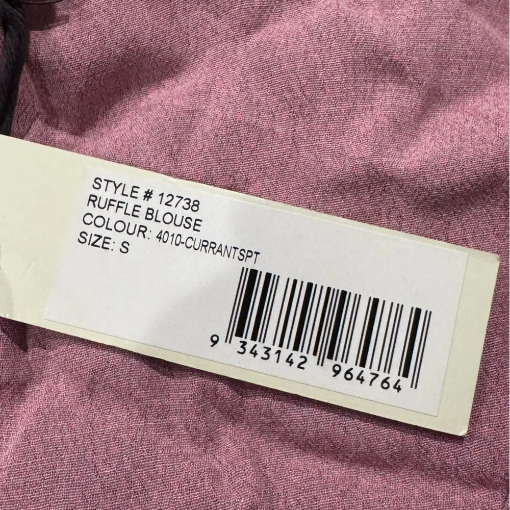 NEW Rollas Mini Spot Ruffle Currant Drawstring Waist Split Blouse Women’s Small Red - Image 5