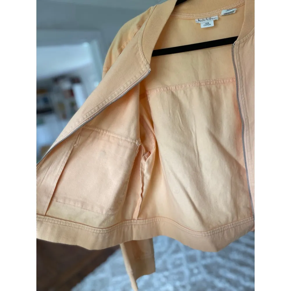 Nicole Miller New York Jacket Cotton Autumn Football Utility Zip Bomber M Winter Orange Size L - Image 5
