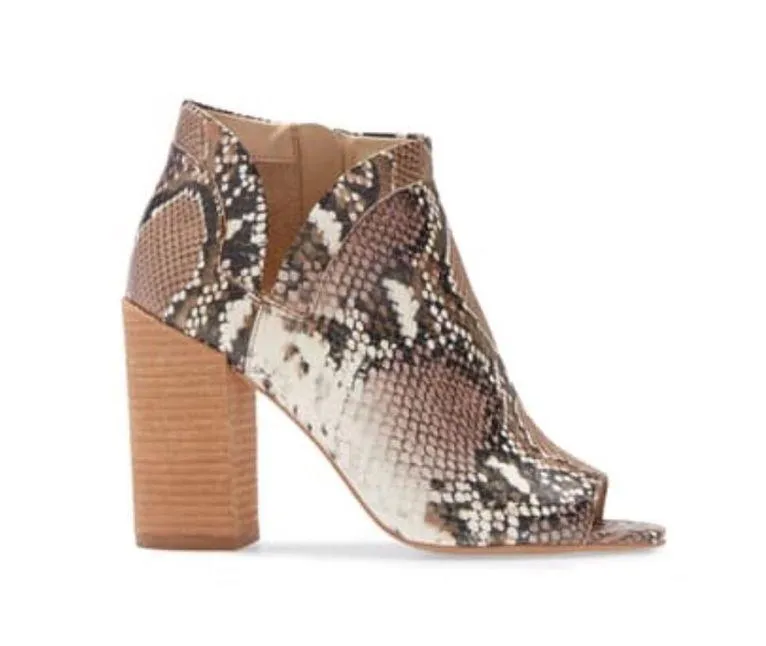New Vince Camuto Fedrilla Peep Toe Snake Print Embossed Block Heel Bootie - Image 6